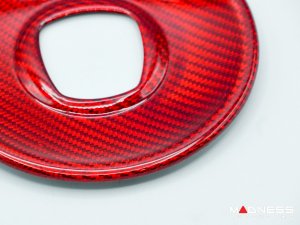 FIAT 500 Steering Wheel Trim - Carbon Fiber - Airbag Center - Large Outer Cover - Red Pearl Finish